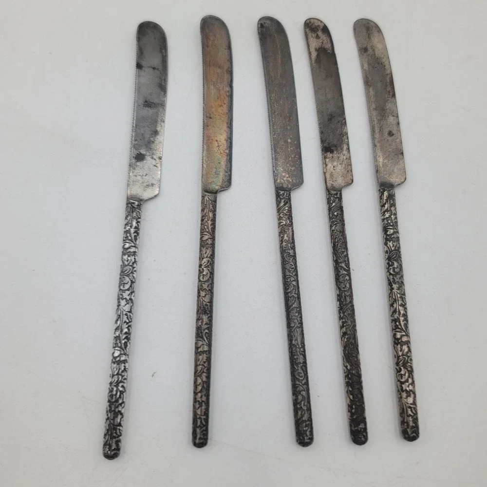 5 VTG Henry Sears & Son 1847 Knives Ornate Floral Handle 7.5